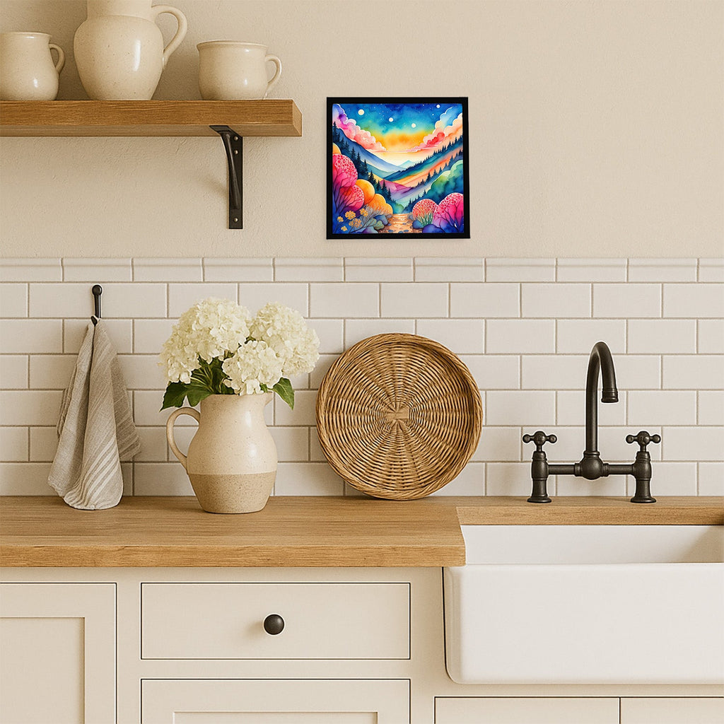 Colorful Brunia Framed Metal Print Bathroom, Kitchen, Office, Home Decor Wall Art Ready to Hang, Square, 8X8