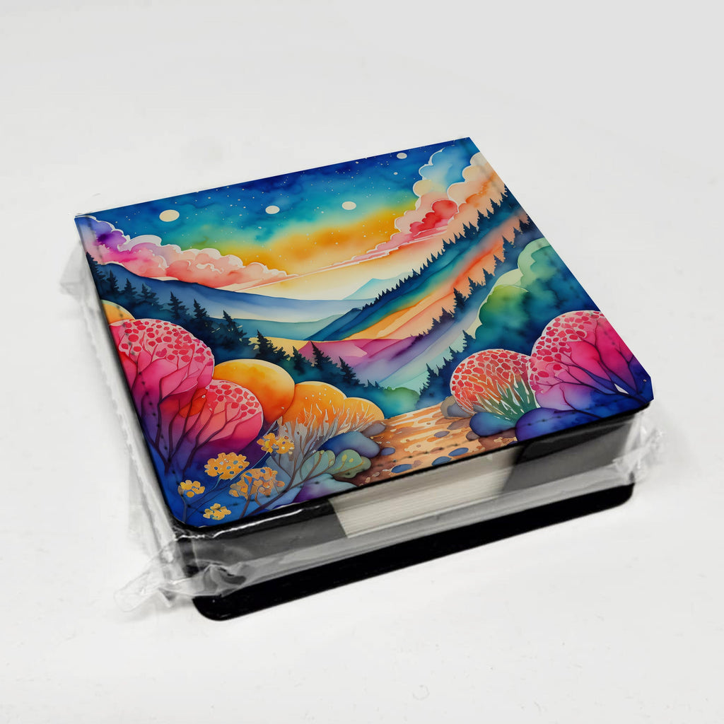 Colorful Brunia PU Leather Note Paper Holder with Artist-Designed Cover, Desk Accessory, Office Gift