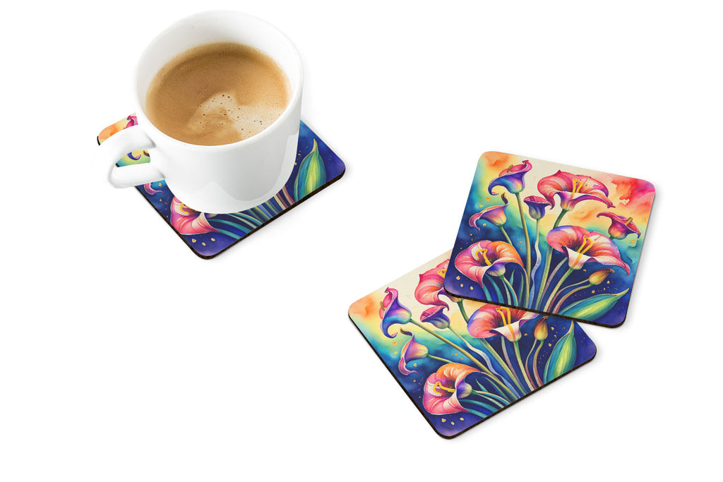 Colorful Calla Lilies Foam Coasters Set of 4 Cup Coasters for Indoor Outdoor, Tabletop Protection, Anti Slip, Mouse pad Material