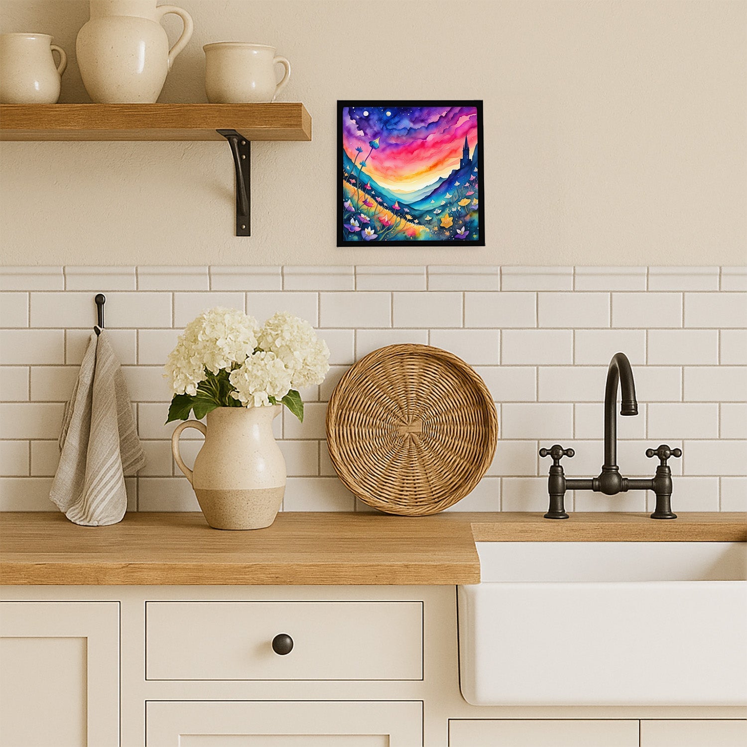 Colorful Campanula Framed Metal Print Bathroom, Kitchen, Office, Home Decor Wall Art Ready to Hang, Square, 8X8