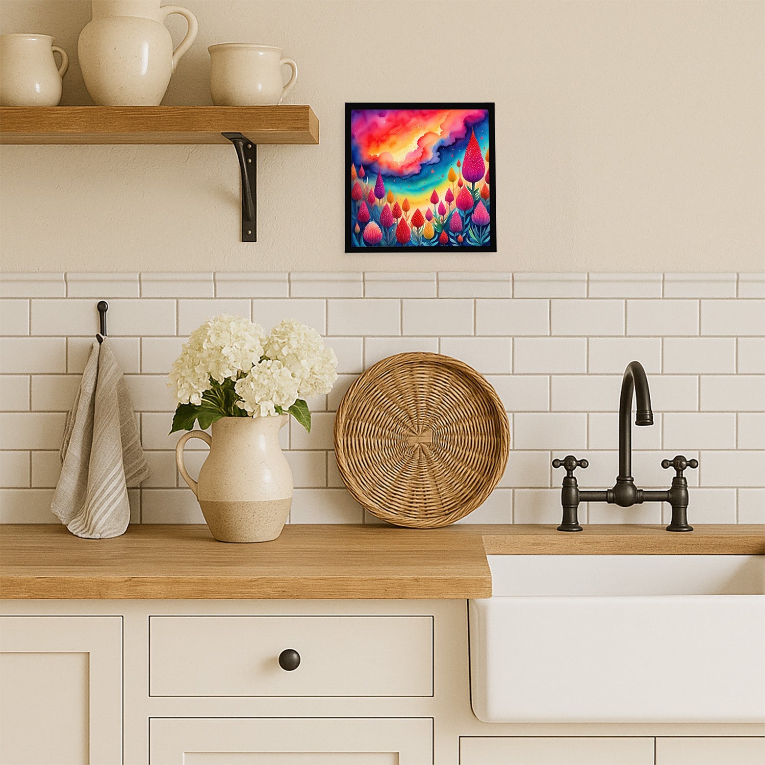 Colorful Celosia Framed Metal Print Bathroom, Kitchen, Office, Home Decor Wall Art Ready to Hang, Square, 8X8