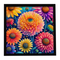 Colorful Chrysanthemums Framed Metal Print Bathroom, Kitchen, Office, Home Decor Wall Art Ready to Hang, Square, 8X8