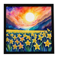 Colorful Daffodils Framed Metal Print Bathroom, Kitchen, Office, Home Decor Wall Art Ready to Hang, Square, 8X8