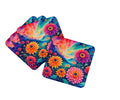 Colorful Dahlias Foam Coasters Set of 4 Cup Coasters for Indoor Outdoor, Tabletop Protection, Anti Slip, Mouse pad Material