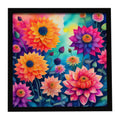 Colorful Dahlias Framed Metal Print Bathroom, Kitchen, Office, Home Decor Wall Art Ready to Hang, Square, 8X8