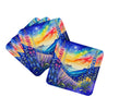 Colorful Delphinium Foam Coasters Set of 4 Cup Coasters for Indoor Outdoor, Tabletop Protection, Anti Slip, Mouse pad Material