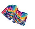 Colorful Dusty Miller Foam Coasters Set of 4 Cup Coasters for Indoor Outdoor, Tabletop Protection, Anti Slip, Mouse pad Material