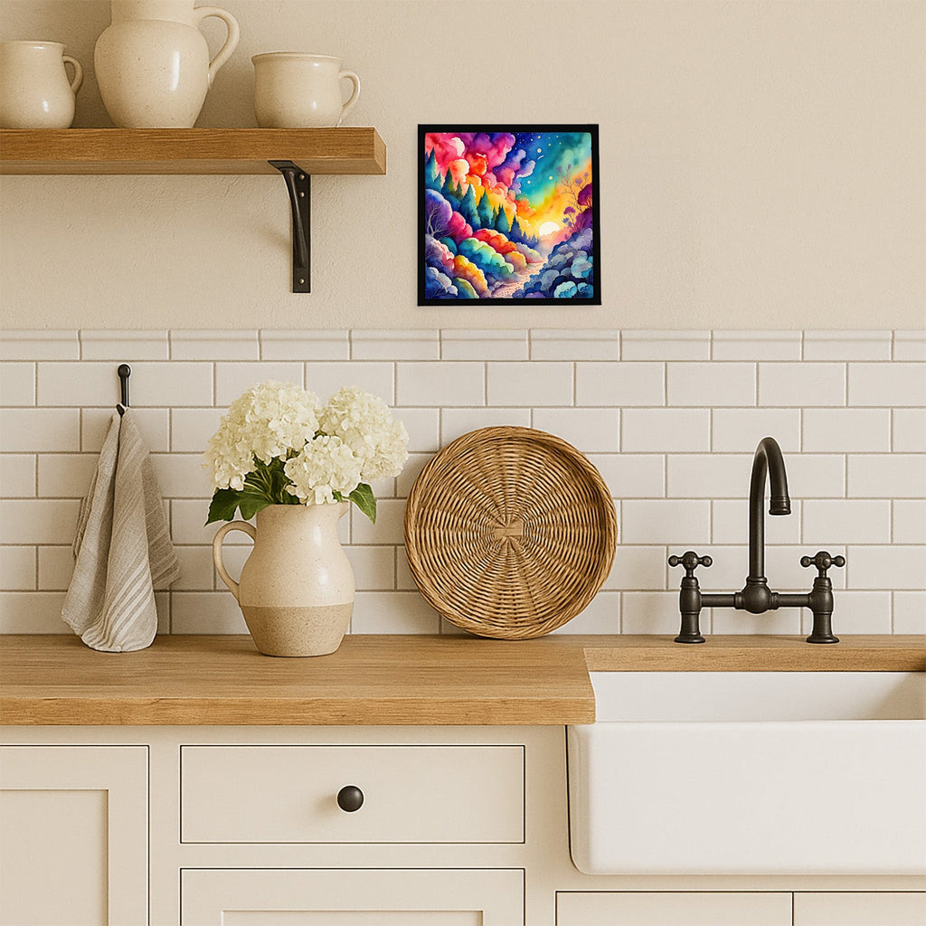 Colorful Dusty Miller Framed Metal Print Bathroom, Kitchen, Office, Home Decor Wall Art Ready to Hang, Square, 8X8