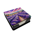 Colorful English Lavender PU Leather Note Paper Holder with Artist-Designed Cover, Desk Accessory, Office Gift