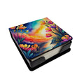 Colorful Freesia PU Leather Note Paper Holder with Artist-Designed Cover, Desk Accessory, Office Gift
