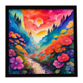 Colorful Geraniums Framed Metal Print Bathroom, Kitchen, Office, Home Decor Wall Art Ready to Hang, Square, 8X8