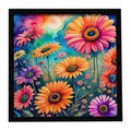 Colorful Gerbera Daisies Framed Metal Print Bathroom, Kitchen, Office, Home Decor Wall Art Ready to Hang, Square, 8X8