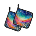 Colorful Gypsophila Pot Holder Set of 2 Heat Resistant Quilted Hot Pads 7.5 x 7.5 Inch, Insulated Kitchen Trivets for Cooking & Baking