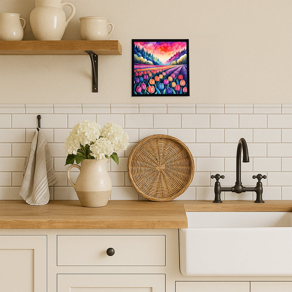 Colorful Hyacinths Framed Metal Print Bathroom, Kitchen, Office, Home Decor Wall Art Ready to Hang, Square, 8X8