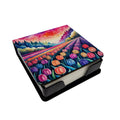 Colorful Hyacinths PU Leather Note Paper Holder with Artist-Designed Cover, Desk Accessory, Office Gift