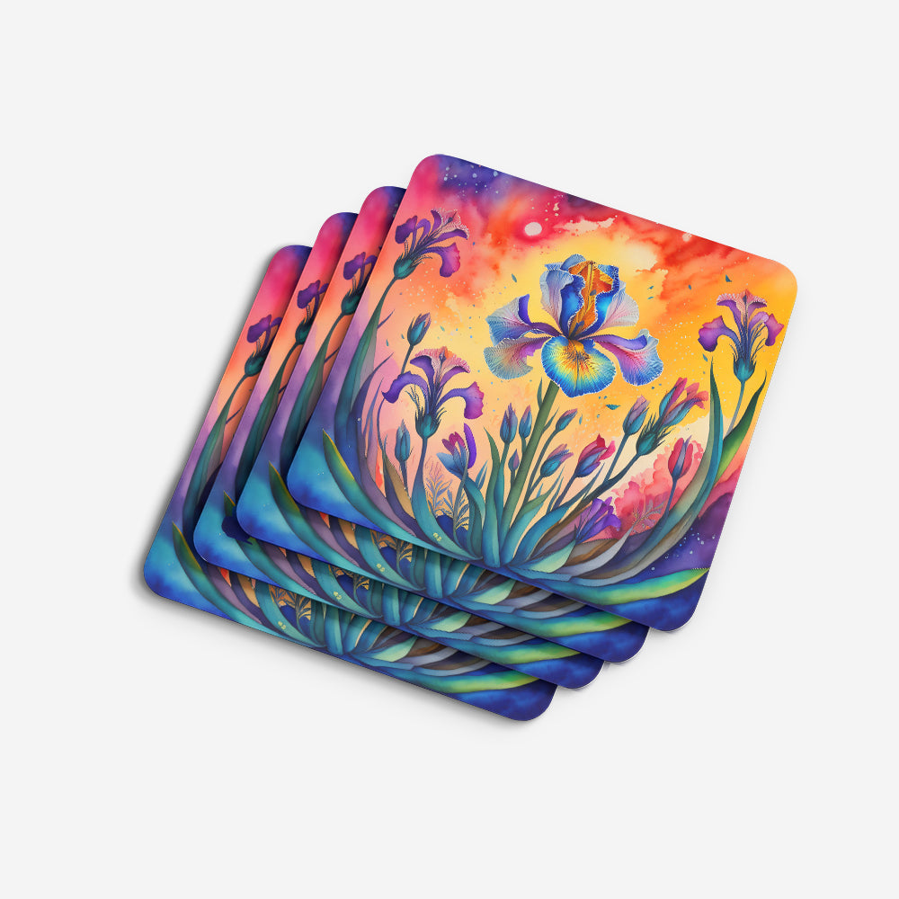 Colorful Iris Foam Coasters Set of 4 Cup Coasters for Indoor Outdoor, Tabletop Protection, Anti Slip, Mouse pad Material