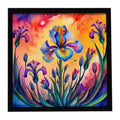 Colorful Iris Framed Metal Print Bathroom, Kitchen, Office, Home Decor Wall Art Ready to Hang, Square, 8X8