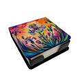Colorful Iris PU Leather Note Paper Holder with Artist-Designed Cover, Desk Accessory, Office Gift