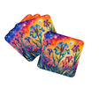 Colorful Iris Foam Coasters Set of 4 Cup Coasters for Indoor Outdoor, Tabletop Protection, Anti Slip, Mouse pad Material