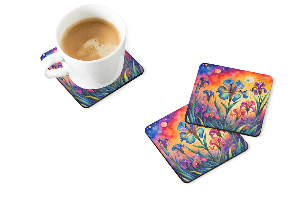 Colorful Iris Foam Coasters Set of 4 Cup Coasters for Indoor Outdoor, Tabletop Protection, Anti Slip, Mouse pad Material