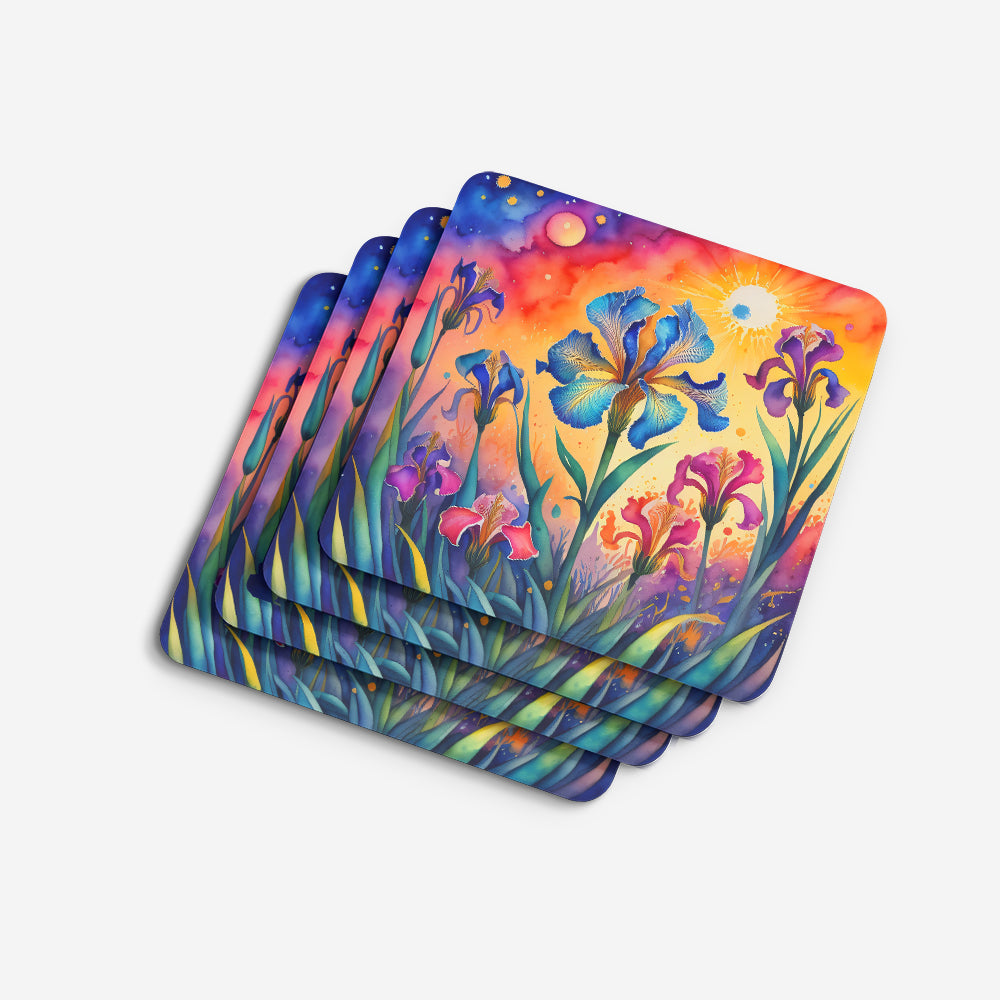 Colorful Iris Foam Coasters Set of 4 Cup Coasters for Indoor Outdoor, Tabletop Protection, Anti Slip, Mouse pad Material