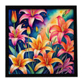 Colorful Lilies Framed Metal Print Bathroom, Kitchen, Office, Home Decor Wall Art Ready to Hang, Square, 8X8
