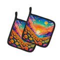 Colorful Marigolds Pot Holder Set of 2 Heat Resistant Quilted Hot Pads 7.5 x 7.5 Inch, Insulated Kitchen Trivets for Cooking & Baking