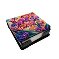 Colorful Orchids PU Leather Note Paper Holder with Artist-Designed Cover, Desk Accessory, Office Gift