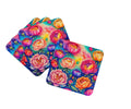 Colorful Peonies Foam Coasters Set of 4 Cup Coasters for Indoor Outdoor, Tabletop Protection, Anti Slip, Mouse pad Material