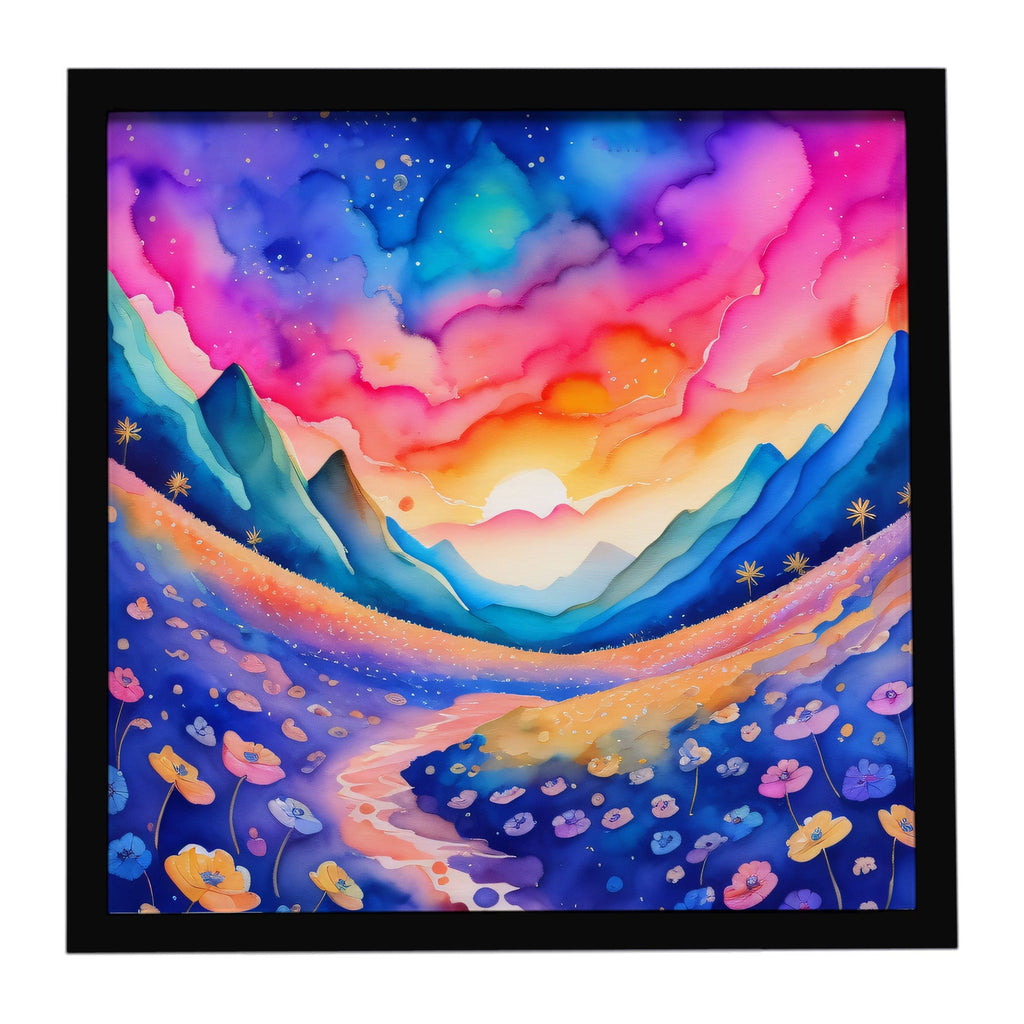 Colorful Periwinkles Framed Metal Print Bathroom, Kitchen, Office, Home Decor Wall Art Ready to Hang, Square, 8X8