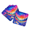 Colorful Periwinkles Foam Coasters Set of 4 Cup Coasters for Indoor Outdoor, Tabletop Protection, Anti Slip, Mouse pad Material