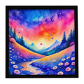 Colorful Periwinkles Framed Metal Print Bathroom, Kitchen, Office, Home Decor Wall Art Ready to Hang, Square, 8X8