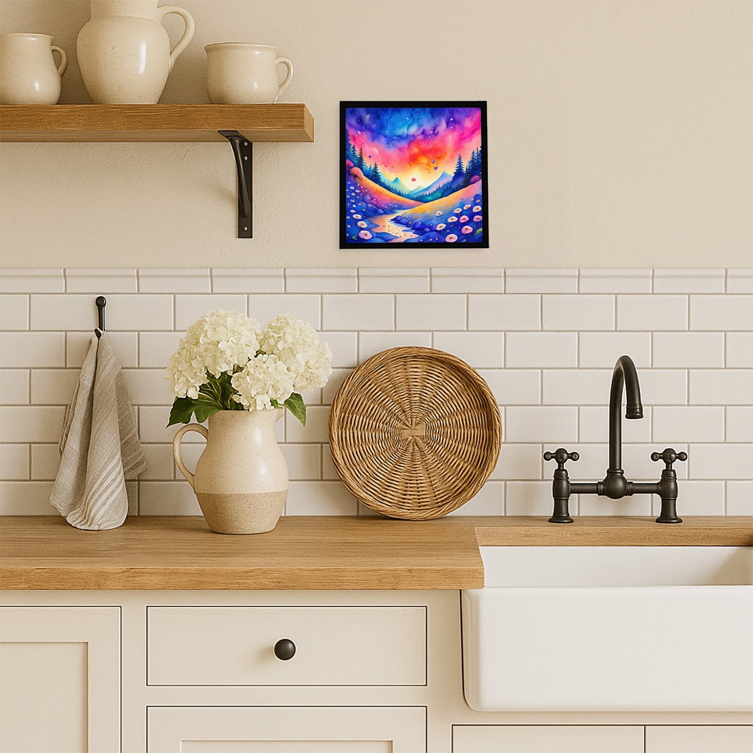 Colorful Periwinkles Framed Metal Print Bathroom, Kitchen, Office, Home Decor Wall Art Ready to Hang, Square, 8X8