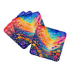Colorful Petunias Foam Coasters Set of 4 Cup Coasters for Indoor Outdoor, Tabletop Protection, Anti Slip, Mouse pad Material
