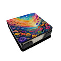 Colorful Petunias PU Leather Note Paper Holder with Artist-Designed Cover, Desk Accessory, Office Gift