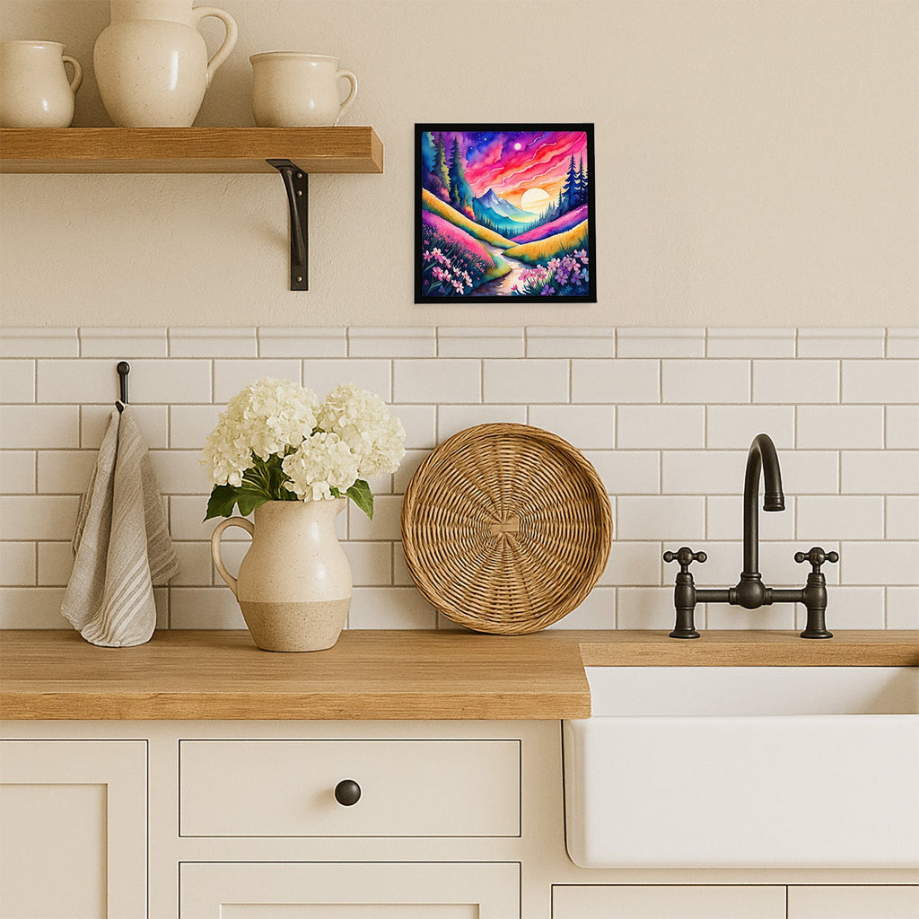 Colorful Phlox Framed Metal Print Bathroom, Kitchen, Office, Home Decor Wall Art Ready to Hang, Square, 8X8