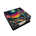 Colorful Queen of the Night Cactus PU Leather Note Paper Holder with Artist-Designed Cover, Desk Accessory, Office Gift