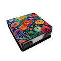 Colorful Ranunculus PU Leather Note Paper Holder with Artist-Designed Cover, Desk Accessory, Office Gift