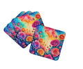 Colorful Roses Foam Coasters Set of 4 Cup Coasters for Indoor Outdoor, Tabletop Protection, Anti Slip, Mouse pad Material