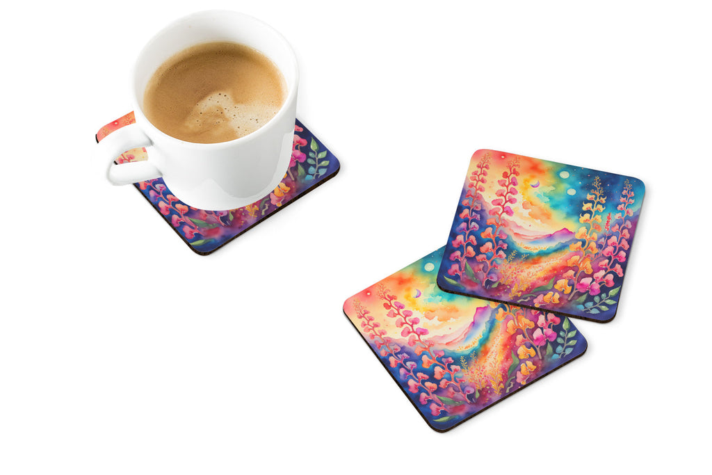 Colorful Snapdragon Foam Coasters Set of 4 Cup Coasters for Indoor Outdoor, Tabletop Protection, Anti Slip, Mouse pad Material
