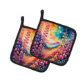 Colorful Snapdragon Pot Holder Set of 2 Heat Resistant Quilted Hot Pads 7.5 x 7.5 Inch, Insulated Kitchen Trivets for Cooking & Baking