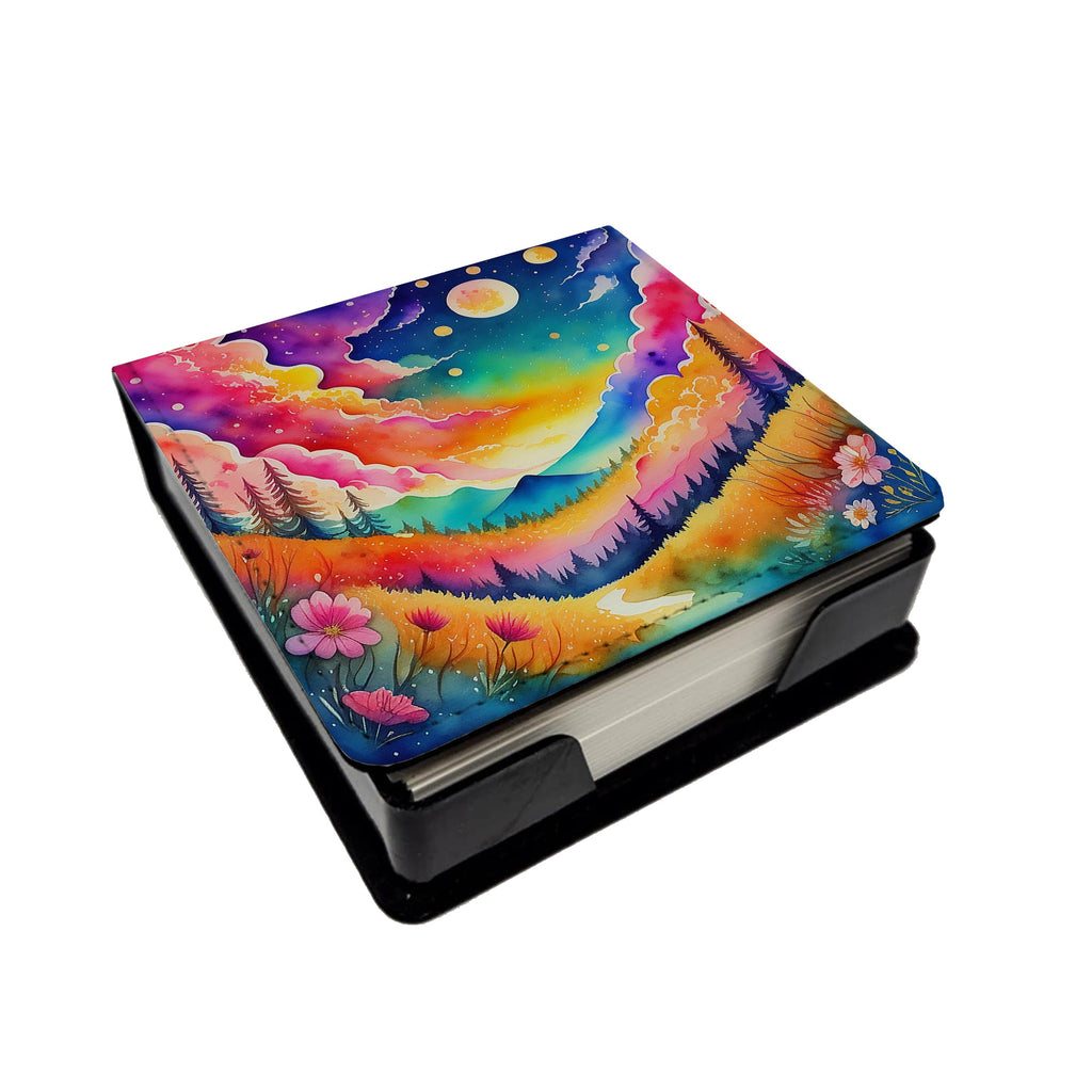 Colorful Stock, or gillyflower PU Leather Note Paper Holder with Artist-Designed Cover, Desk Accessory, Office Gift