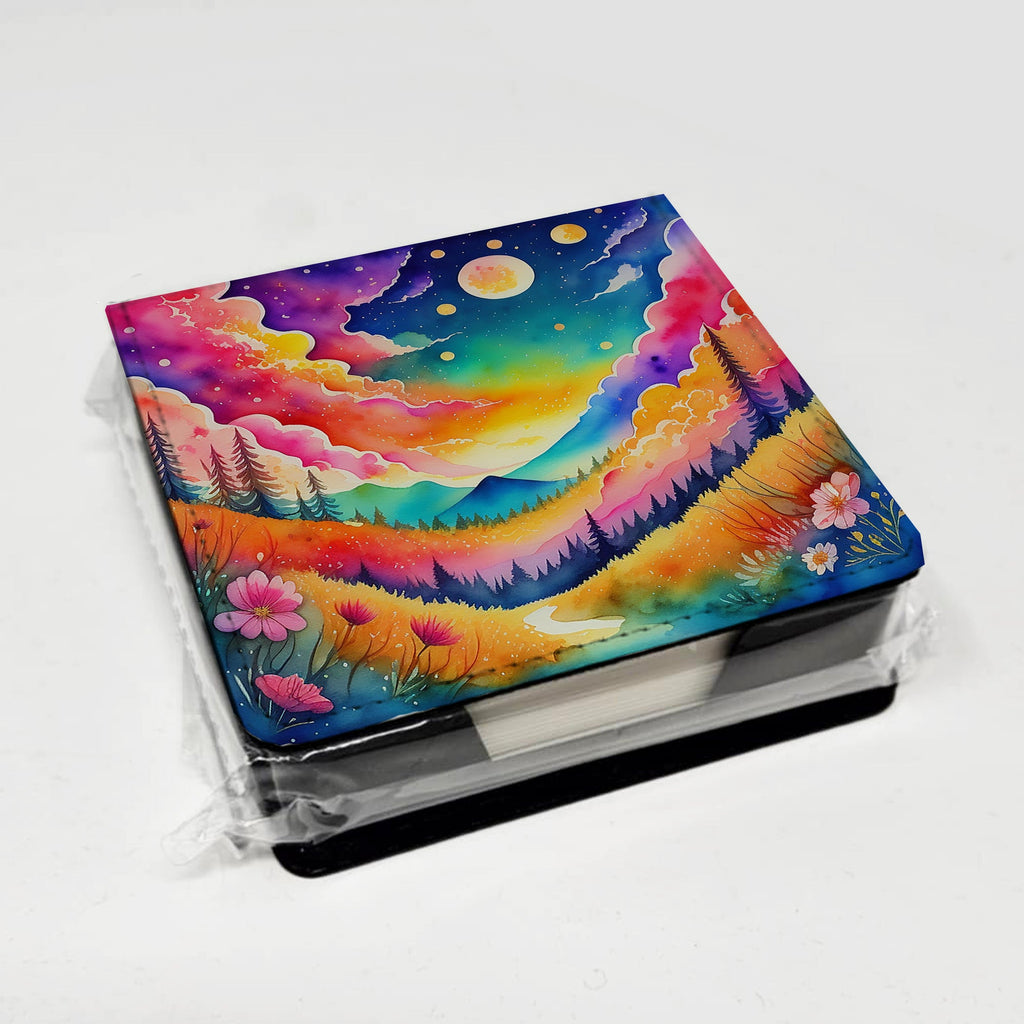Colorful Stock, or gillyflower PU Leather Note Paper Holder with Artist-Designed Cover, Desk Accessory, Office Gift