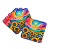Colorful Sunflowers Foam Coasters Set of 4 Cup Coasters for Indoor Outdoor, Tabletop Protection, Anti Slip, Mouse pad Material