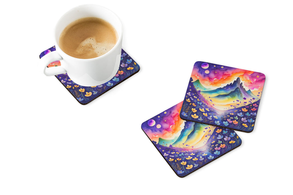 Colorful Violets Foam Coasters Set of 4 Cup Coasters for Indoor Outdoor, Tabletop Protection, Anti Slip, Mouse pad Material