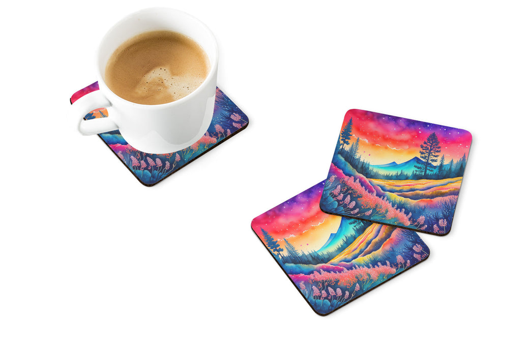 Colorful Yarrow Foam Coasters Set of 4 Cup Coasters for Indoor Outdoor, Tabletop Protection, Anti Slip, Mouse pad Material