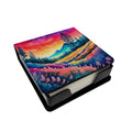 Colorful Yarrow PU Leather Note Paper Holder with Artist-Designed Cover, Desk Accessory, Office Gift