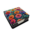 Colorful Zinnias PU Leather Note Paper Holder with Artist-Designed Cover, Desk Accessory, Office Gift