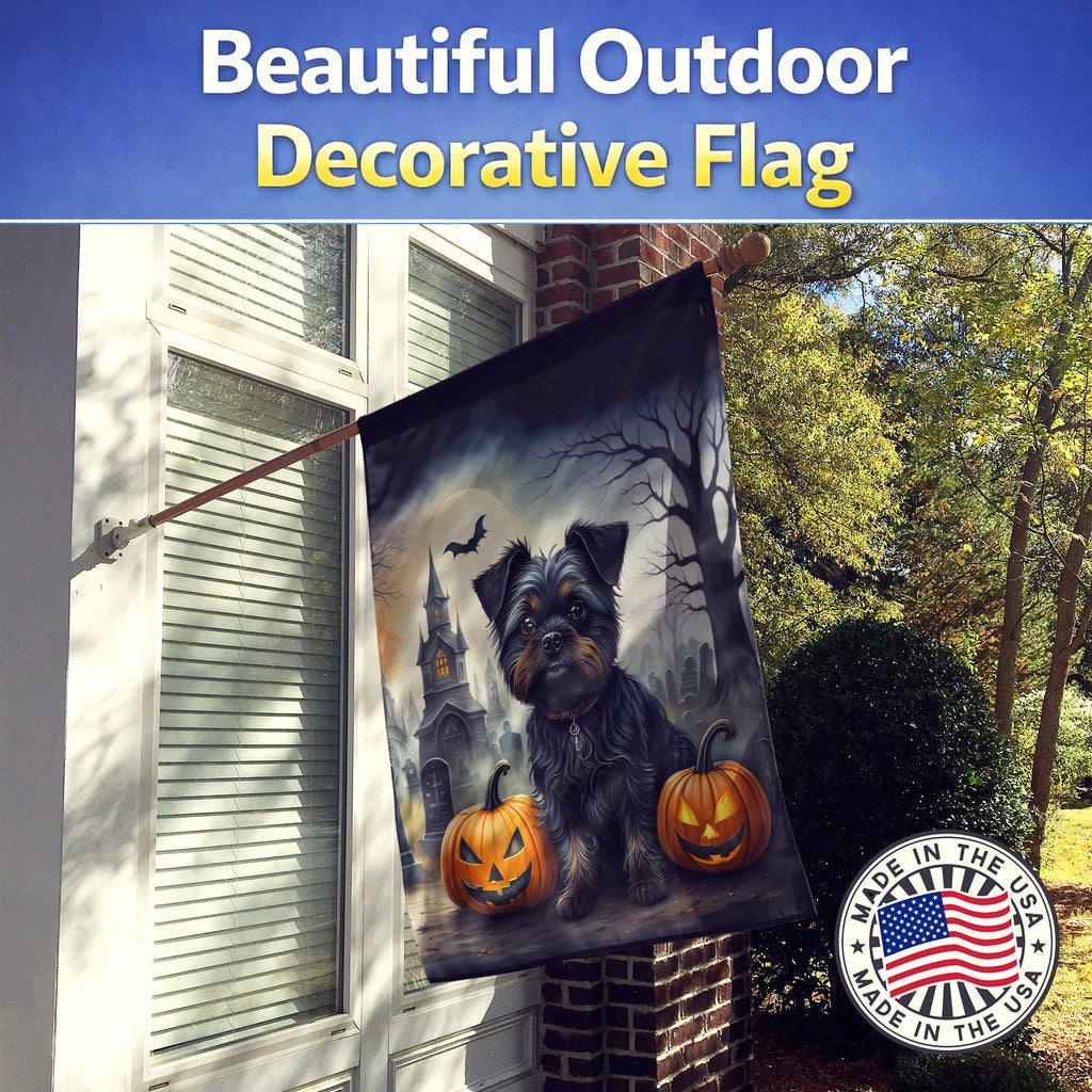 Affenpinscher Spooky Halloween House Flag 28x40 Porch Sleeve Pole Decorative Outside Yard Banner Artwork Wall Hanging, Polyester