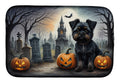 Affenpinscher Spooky Halloween Dish Drying Mat Absorbent Dish Drying Mat Pad for Kitchen Counter Dish Drainer Mat for Countertop, 14 x 21", Multicolor